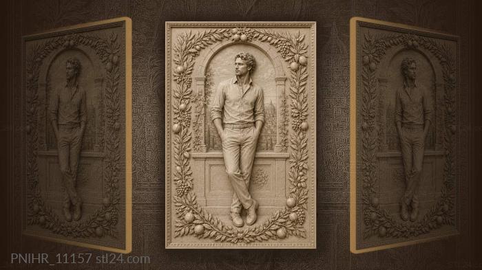 Man by arched window cityscape 3d STL model