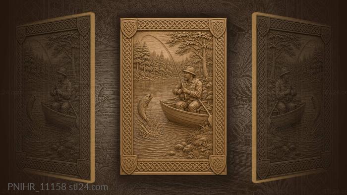 Angler rowing on a forest lake 3d STL model