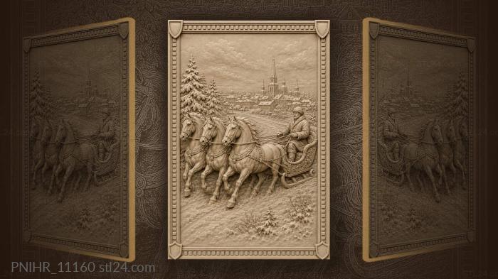 Sleigh flying past the snowy spires 3d STL model