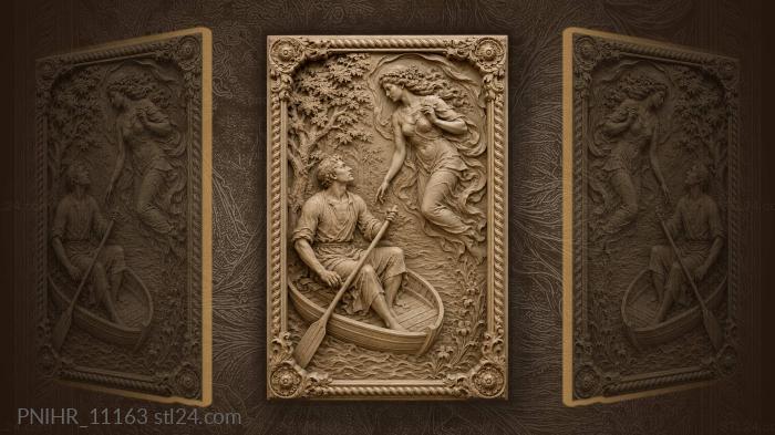 Man and ethereal lady boat scene 3d STL model