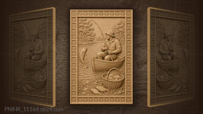 Wicker creel of catch on the riverbank 3d STL model