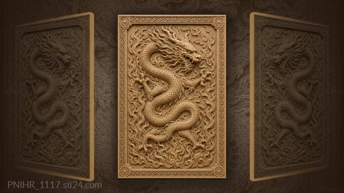 Powerful dragon among rising flames 3d STL model
