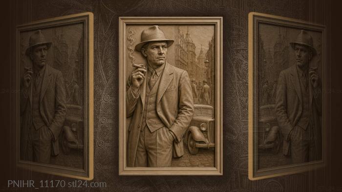 Al Capone smoking a cigar on an old street 3d STL model