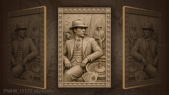 Al Capone with a cigar at the card table 3d STL model