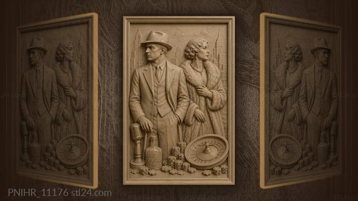 Bugsy Siegel with a lady at the casino 3d STL model