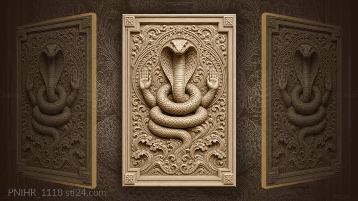 Cobra rising above stylised waves 3d STL model