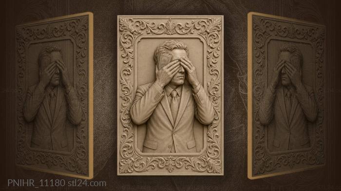 Gordon Gekko hiding money behind his hands 3d STL model