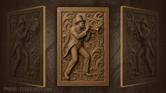 Trumpeter in top hat with smoke 3d STL model