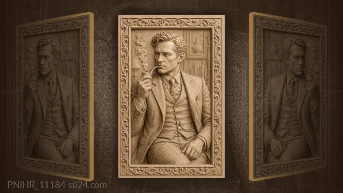 Sherlock Holmes with a pipe in his study 3d STL model
