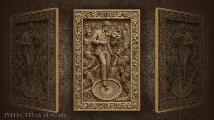 Violinist gambler crowded scene grapevine 3d STL model