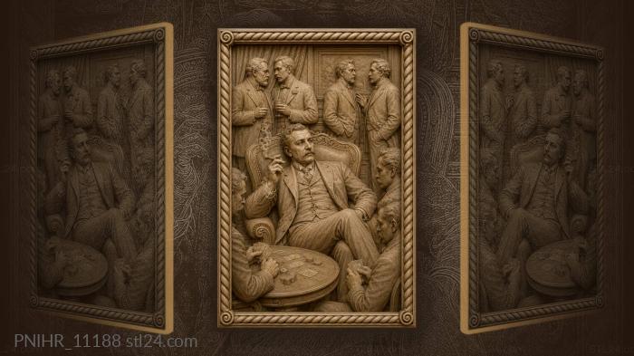 Phileas Fogg playing cards at the club 3d STL model