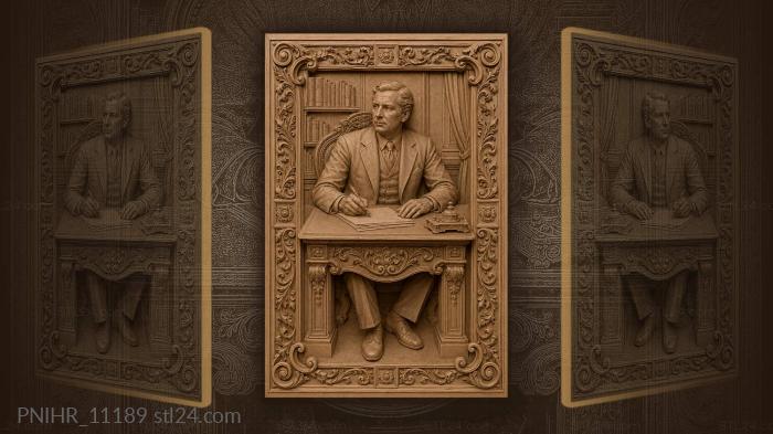 John Rockefeller signing papers at his desk 3d STL model