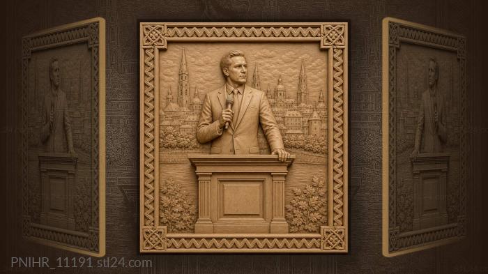 John Kennedy giving a speech at the podium 3d STL model