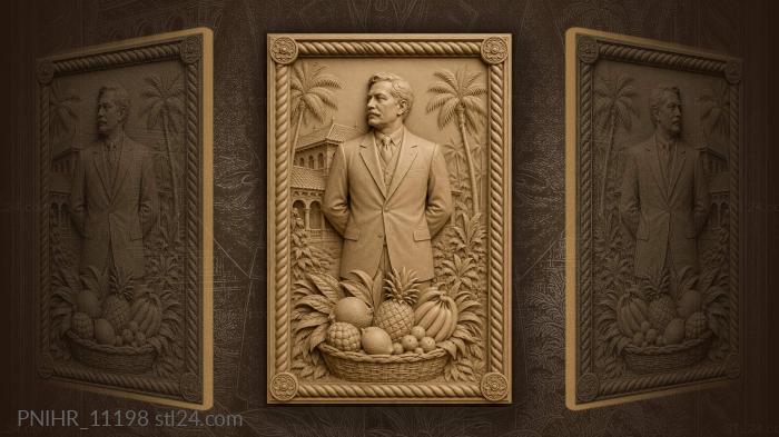 Ernest Hemingway with a basket of tropical fruit 3d STL model