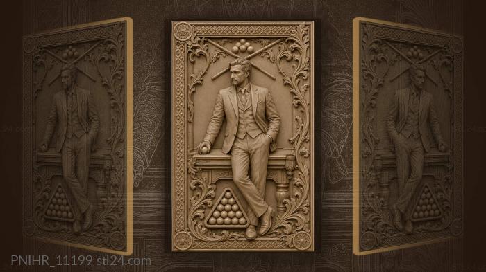 Paul Newman playing billiards 3d STL model