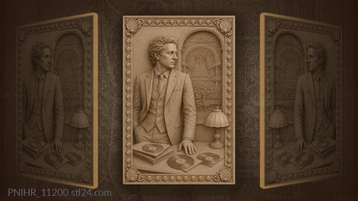 George Gershwin beside records and a concert hall · Ludwig van Beethoven 3d STL model