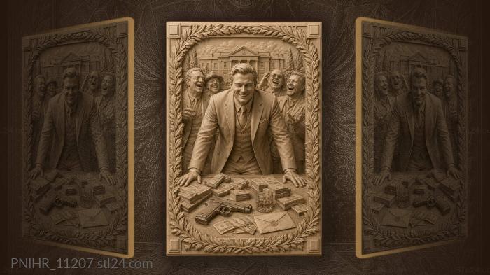 Jordan Belfort with money and friends 3d STL model