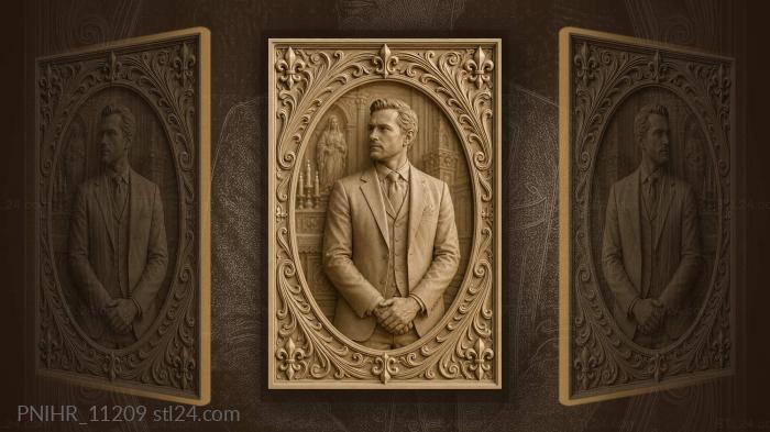 Man in a suit inside a church 3d STL model