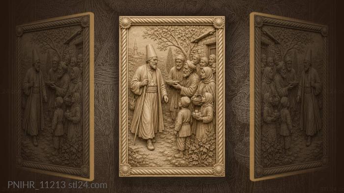 Wanderer among welcoming village folk 3d STL model