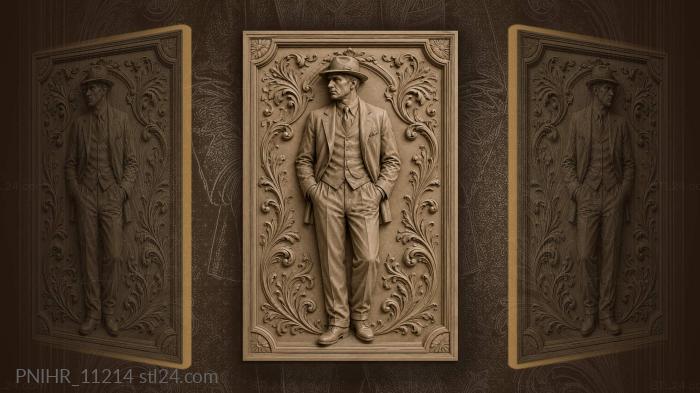 Gentleman in suit and hat 3d STL model