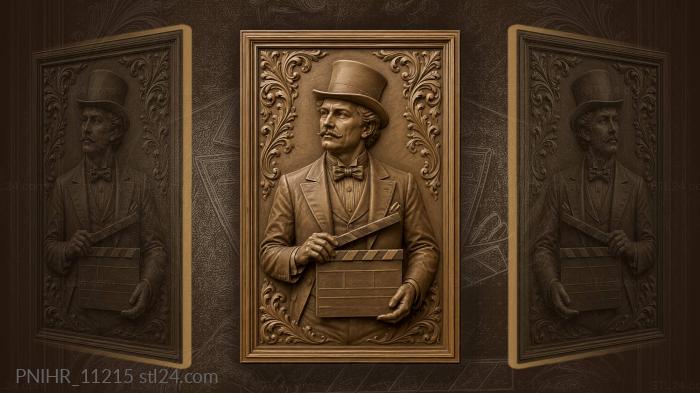 Gentleman with movie clapperboard 3d STL model