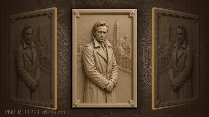 Philip Marlowe by the clock tower square 3d STL model