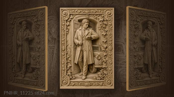 Man in coat checking time 3d STL model