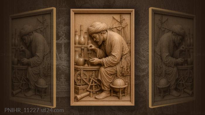 Jabir ibn Hayyan with ancient scales 3d STL model