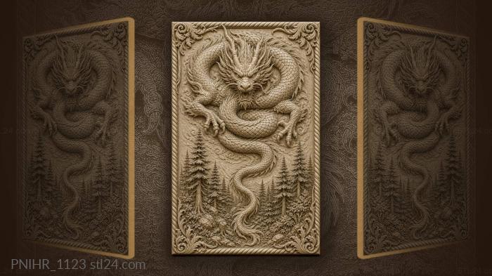 Dragon above a pine forest 3d STL model