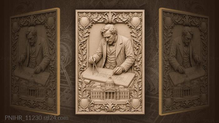Gustave Eiffel drafting a building design 3d STL model
