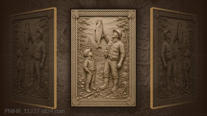 Father and son successful fishing day 3d STL model
