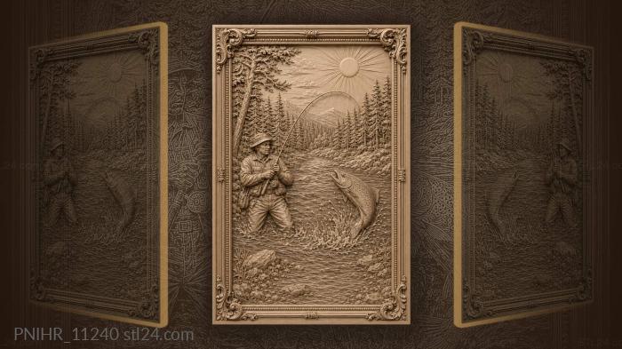 Man knee deep reeling in trout 3d STL model
