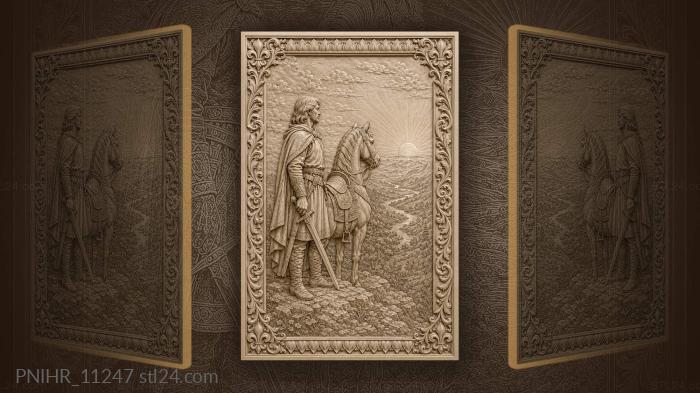 Man and horse meeting the sunrise 3d STL model
