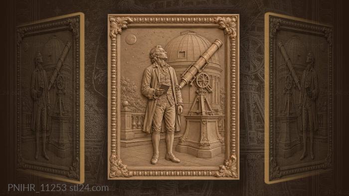 William Herschel at the observatory telescope · Charles Messier 3d STL model