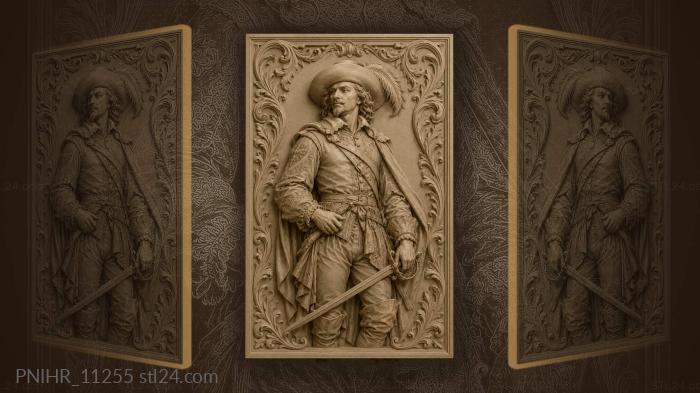Aramis with a sword and a plumed hat 3d STL model