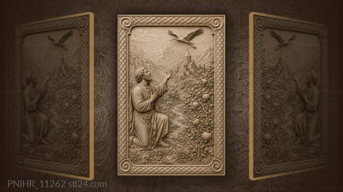 Man stork church mountain landscape 3d STL model