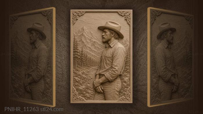 Gentleman with mountain forest backdrop 3d STL model
