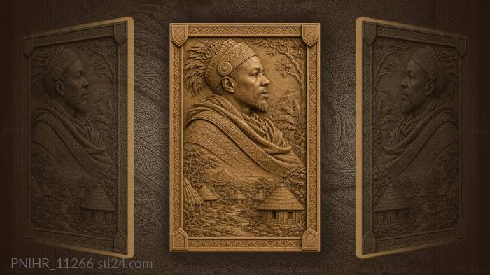 Man with village landscape below 3d STL model