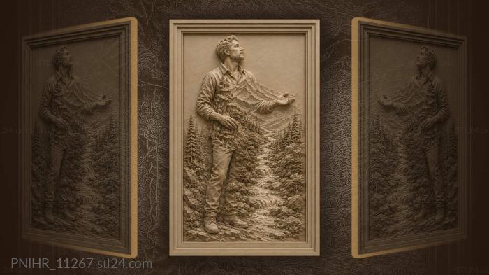 Man within layered landscape 3d STL model