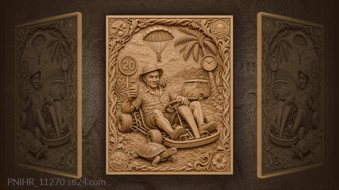 Go-kart racer with parachute and turtle 3d STL model