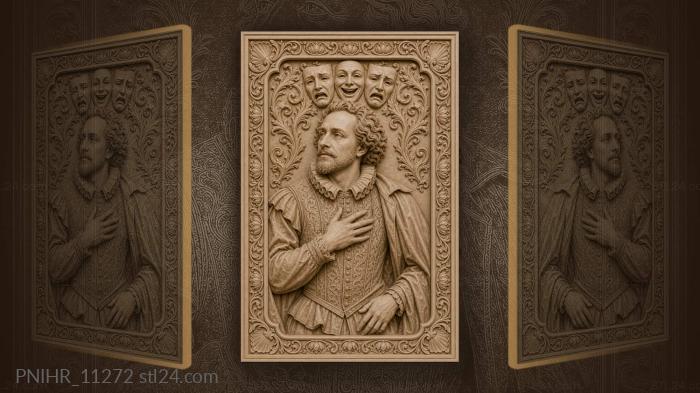 Actor with masks lotus frame · William Shakespeare 3d STL model