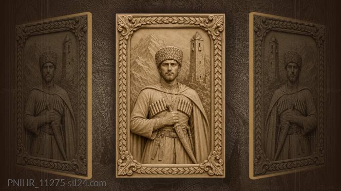 Circassian warrior with mountain tower 3d STL model