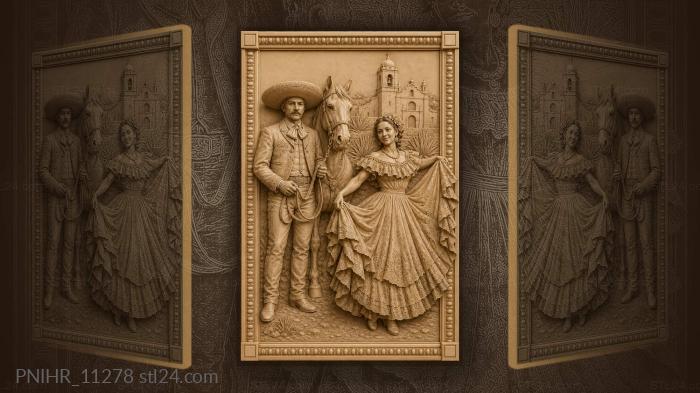 Mexican horseman with dancing woman 3d STL model