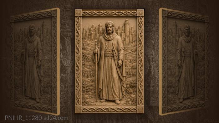 Traveler with a staff before a fortified city 3d STL model