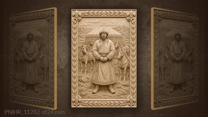 Mongol horseman and yurt landscape 3d STL model