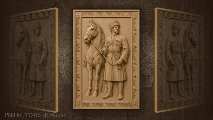 Groom holding a horse by the reins 3d STL model