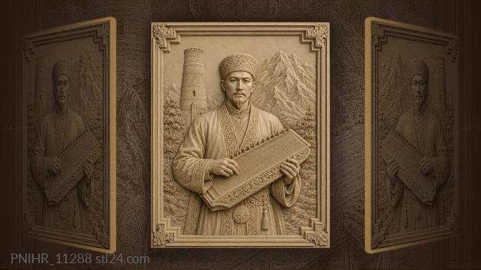 Scholar with musical instrument landscape 3d STL model
