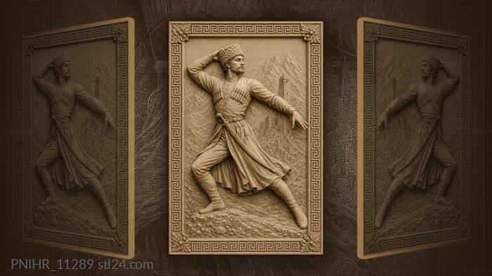 Dancing warrior with mountain backdrop 3d STL model