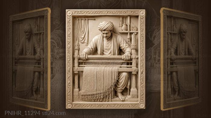 Weaver gripping the loom frame 3d STL model