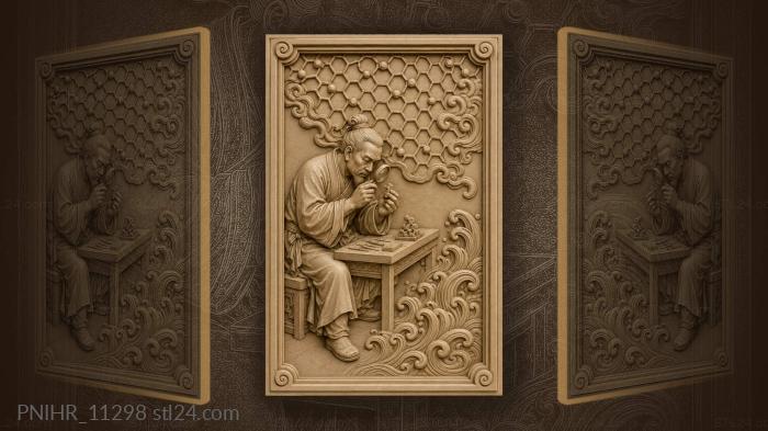Craftsman studying tiny intricate detail 3d STL model